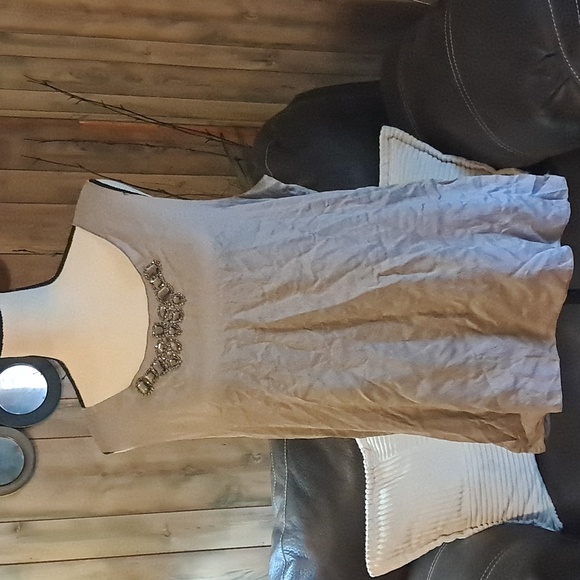 Ann Taylor Gray Silk Beaded Tank Camisole Size XL - Picture 1 of 8